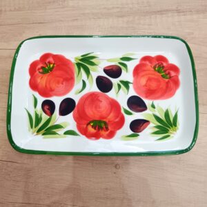 Kerámia tál paradicsomos-olivás mintával